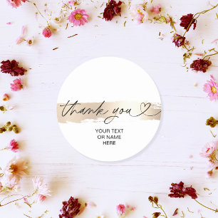 Thank you typography minimalist blush pink classic classic round sticker