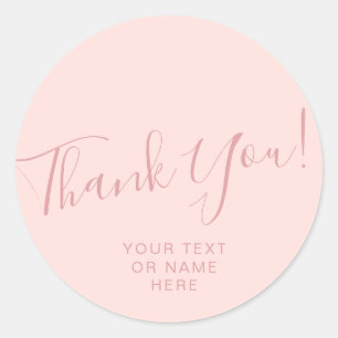 Thank you typography minimalist blush pink classic classic round sticker