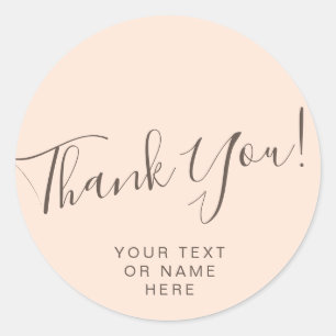 Thank you typography minimalist blush pink classic classic round sticker