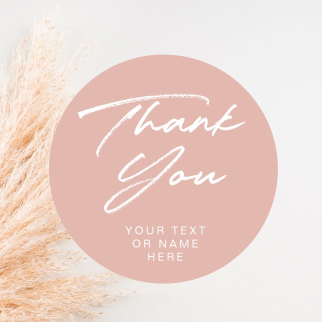 Thank you typography minimalist blush pink classic round sticker (Creator Uploaded)