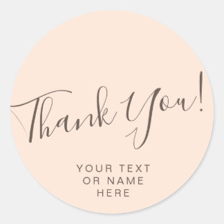 Thank you typography minimalist blush pink classic round sticker