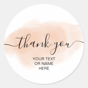 Thank you typography minimalist blush pink logo cl classic round sticker