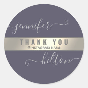 Thank you typography minimalist gold foil classic round sticker