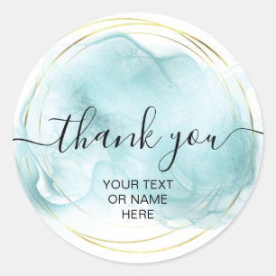 Thank you typography minimalist logo teal blue classic round sticker