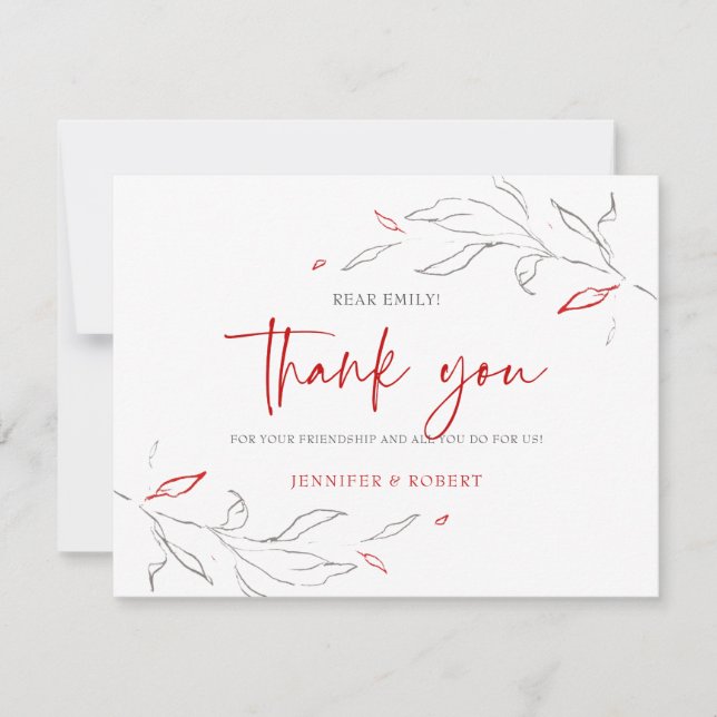 Thank you typography red and grey flowers (Front)