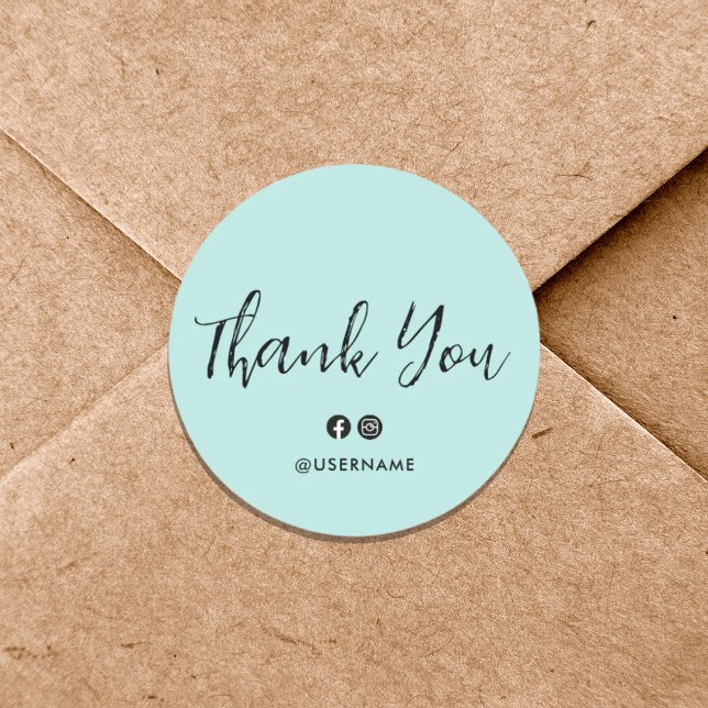 Thank you typography Simple Elegant Customised  Classic Round Sticker (Creator Uploaded)