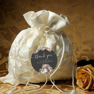 Thank You Typography Spring Flowers Bridal Shower Classic Round Sticker