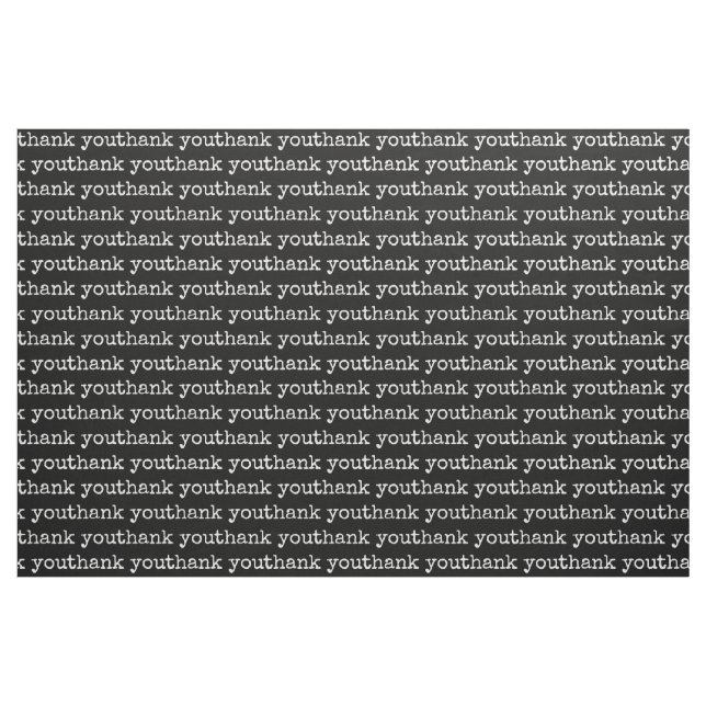Thank you Typography Text Black White Fabric (Fat Quarter)