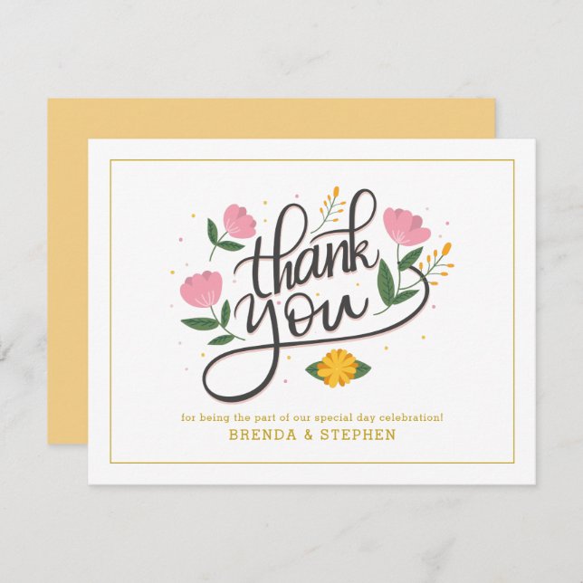 Thank you-typography with floral accents invitation (Front/Back)