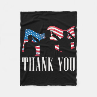 Thank You Us Flag Patriotic Solider America Memori Fleece Blanket