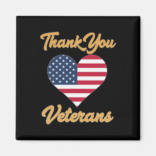 Thank You Usa Flag Heart Veteran Patriot Magnet