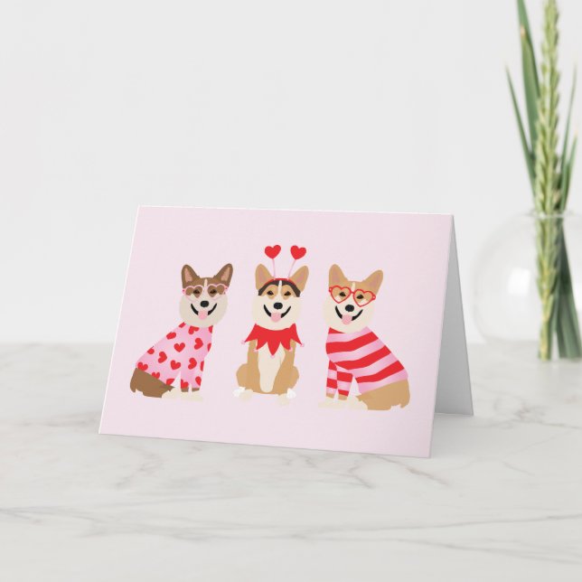 Thank You Valentine Pembroke Welsh Corgi Dogs Card (Front)