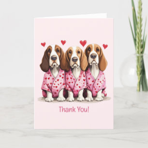 Thank You Valentines Day Basset Hound Dogs Card