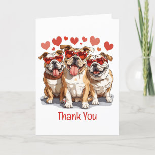 Thank You Valentines Day English Bulldog Card