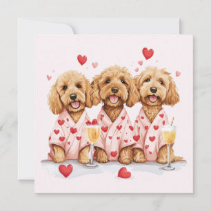 Thank You Valentines Day Goldendoodle Dogs Card