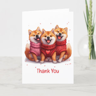 Thank You Valentines Day Shiba Inu Dogs Card