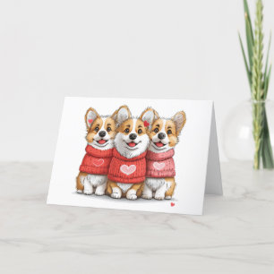 Thank You Valentines Pembroke Welsh Corgi Dogs Card