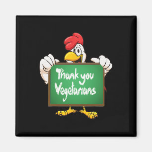 Thank You Vegetarians Cute Happy Chicken Cartoons  Magnet