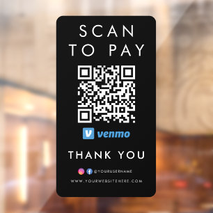 Thank you Venmo Modern Scan to Pay QR Code Black