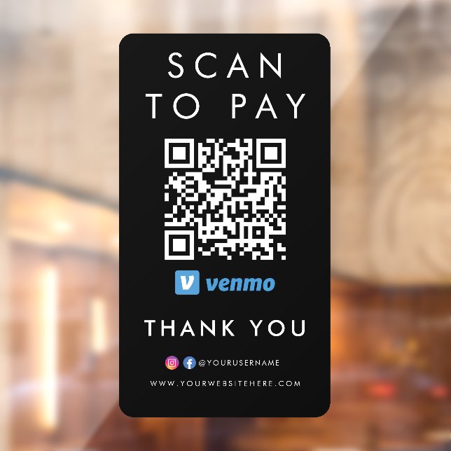 Thank you Venmo Modern Scan to Pay QR Code Black (Sheet 2)
