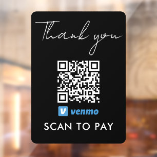 Thank You Venmo Payment QR Code Scan to Pay Black