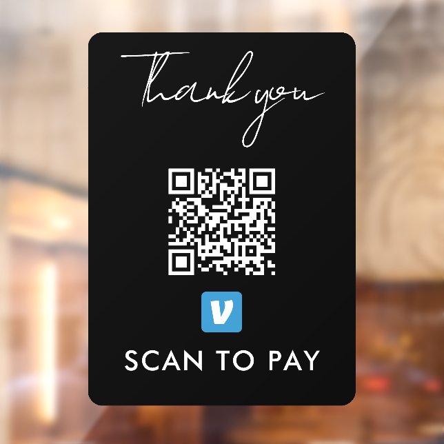 Thank You Venmo QR Code Scan to Pay Modern Black (Sheet 2)