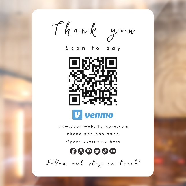 Thank You Venmo QR Code Scan to Pay White (Sheet 2)