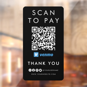 Thank you Venmo Scan to Pay QR Code Modern Black
