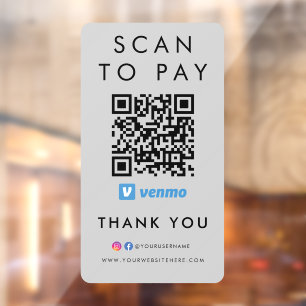 Thank you Venmo Scan to Pay QR Code Modern Grey