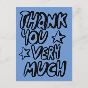THANK YOU VERY MUCH Bubble Letters Blue CUSTOM Postcard