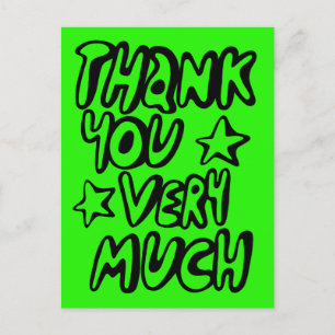THANK YOU VERY MUCH Bubble Letters Lime CUSTOM   Postcard