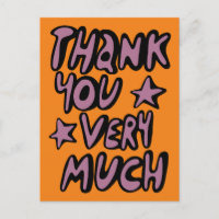 THANK YOU VERY MUCH Bubble Letters Purple Orange