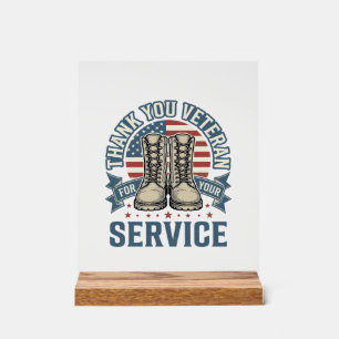 Thank You Veteran Patriotic Boots Service Shirt_1 Acrylic Sign