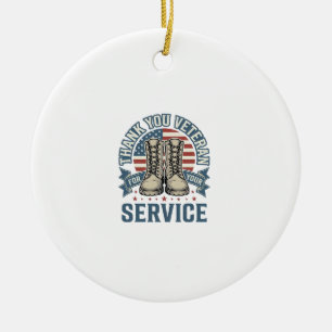 Thank You Veteran Patriotic Boots Service Shirt_1 Ceramic Tree Decoration