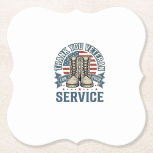 Thank You Veteran Patriotic Boots Service Shirt_1 Paper Coaster