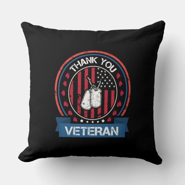 Thank You Veteran | Patriotic Military Tribute Cushion (Front)