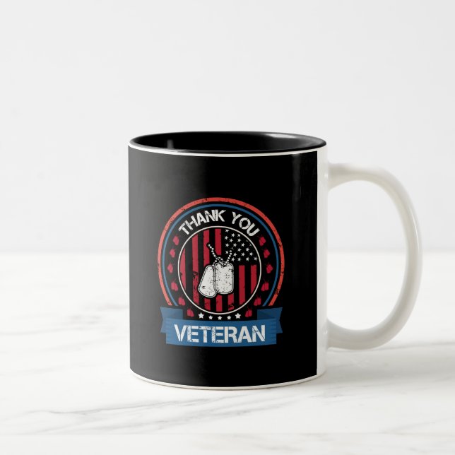 Thank You Veteran | Patriotic Military Tribute Two-Tone Coffee Mug (Right)