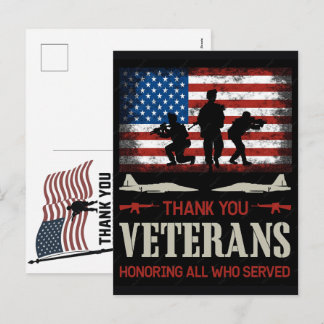 Thank You Veterans American Flag Memorial Day Holiday Postcard