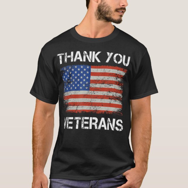 Thank You Veterans American Flag - Patriotic Kids  T-Shirt (Front)