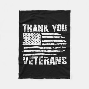 Thank You Veterans American Flag Proud Veteran Fleece Blanket