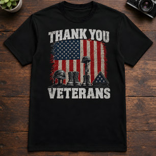 Thank You Veterans Battlefield Cross Memorial T-Shirt
