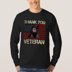 Thank You Veterans Combat Boots American Flag Vete T-Shirt
