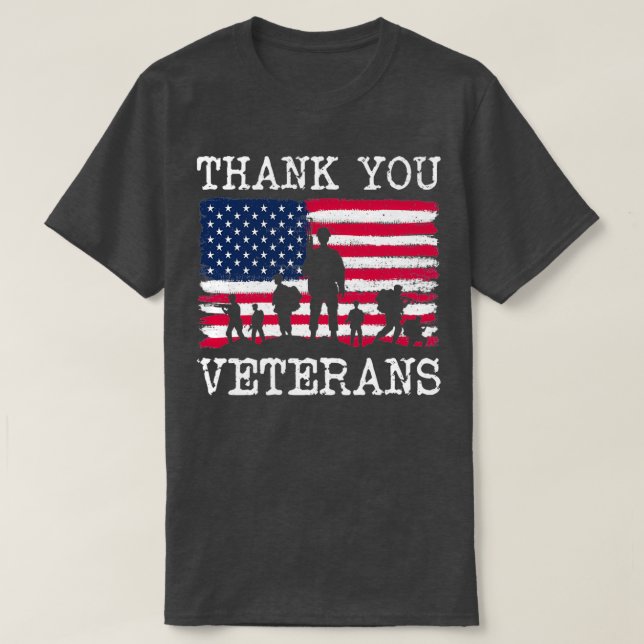 Thank you veterans combat boots flower veteran day T-Shirt (Design Front)