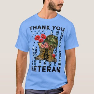 Thank you veterans combat boots poppy flower veter T-Shirt