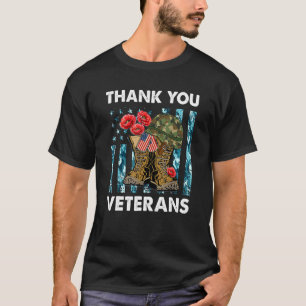 Thank You Veterans Combat Boots Poppy Flower Veter T-Shirt