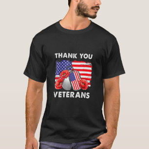 Thank You Veterans Combat Boots Poppy Flower Veter T-Shirt