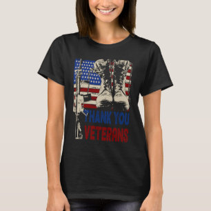 Thank You Veterans Combat Boots Poppy Flower Veter T-Shirt