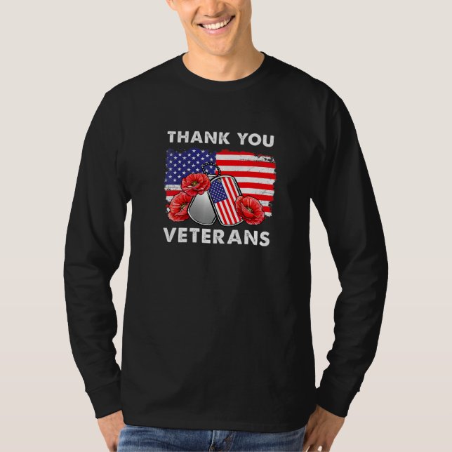 Thank You Veterans Combat Boots Poppy Flower Veter T-Shirt (Front)