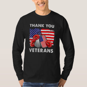 Thank You Veterans Combat Boots Poppy Flower Veter T-Shirt