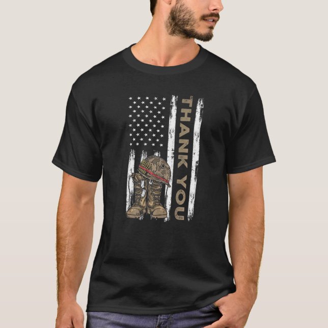 Thank You Veterans Combat Boots Veteran Day Americ T-Shirt (Front)